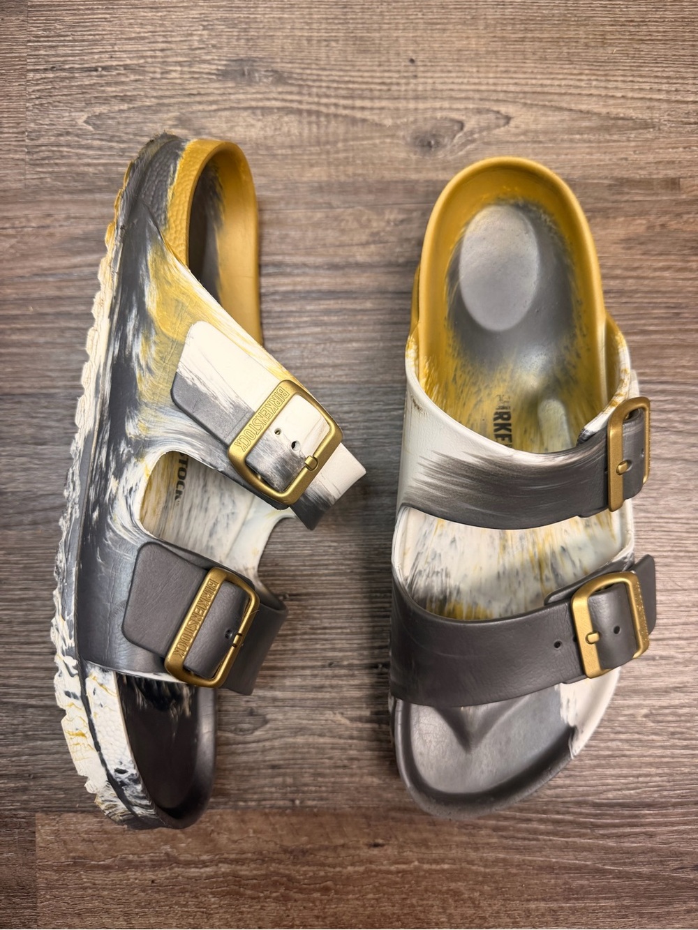 Birkenstock Arizona Eva Glamour Gold Rubber Sandals Shoe Size 41